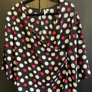 Cato Polka Dot Faux Wrap blouse Large